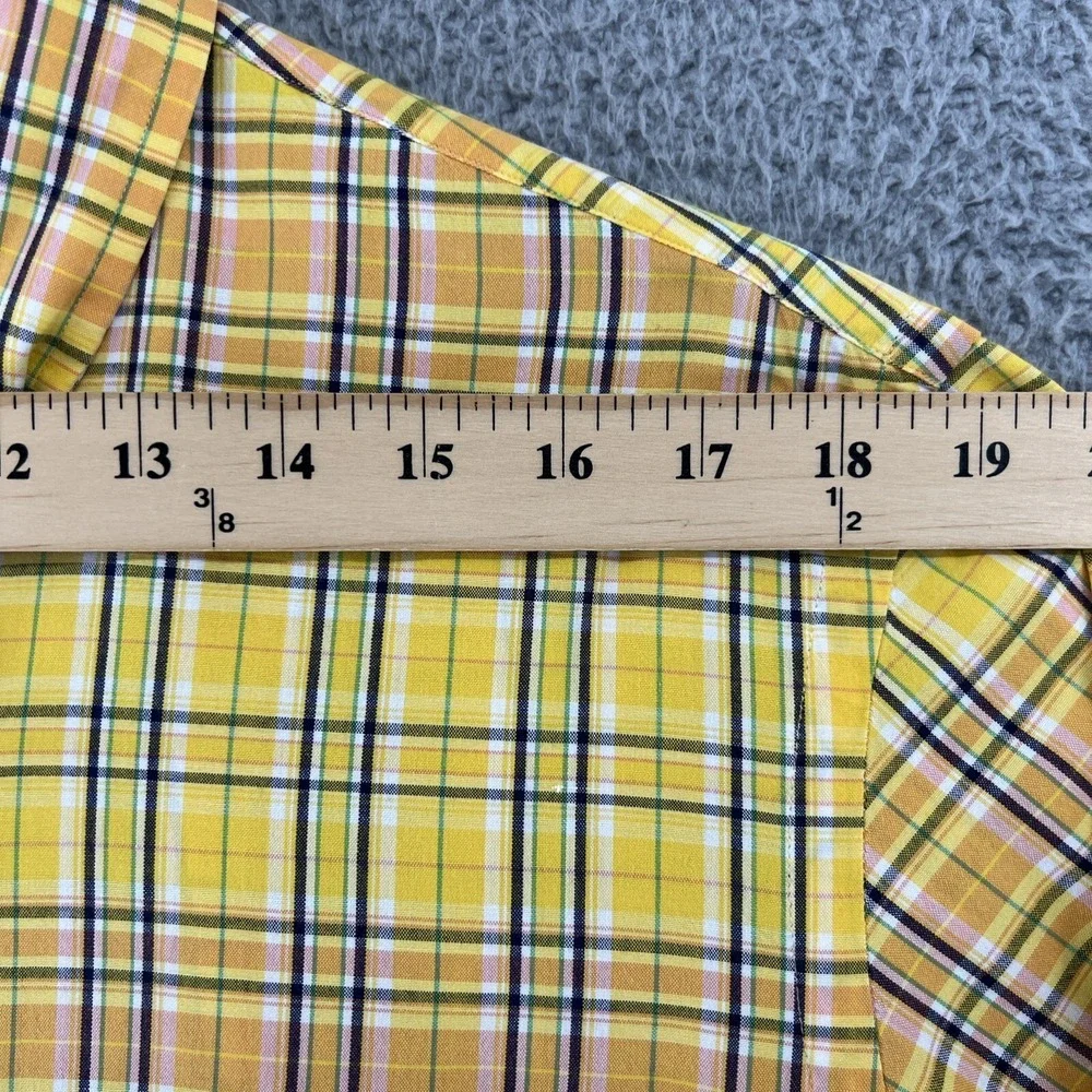Polo Ralph Lauren Mens Yellow Plaid Custom Fit Button Down Shirt Large Cotton
